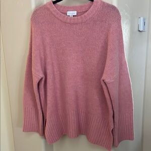 Topshop Pink Crewneck Sweater with Ribbed Details